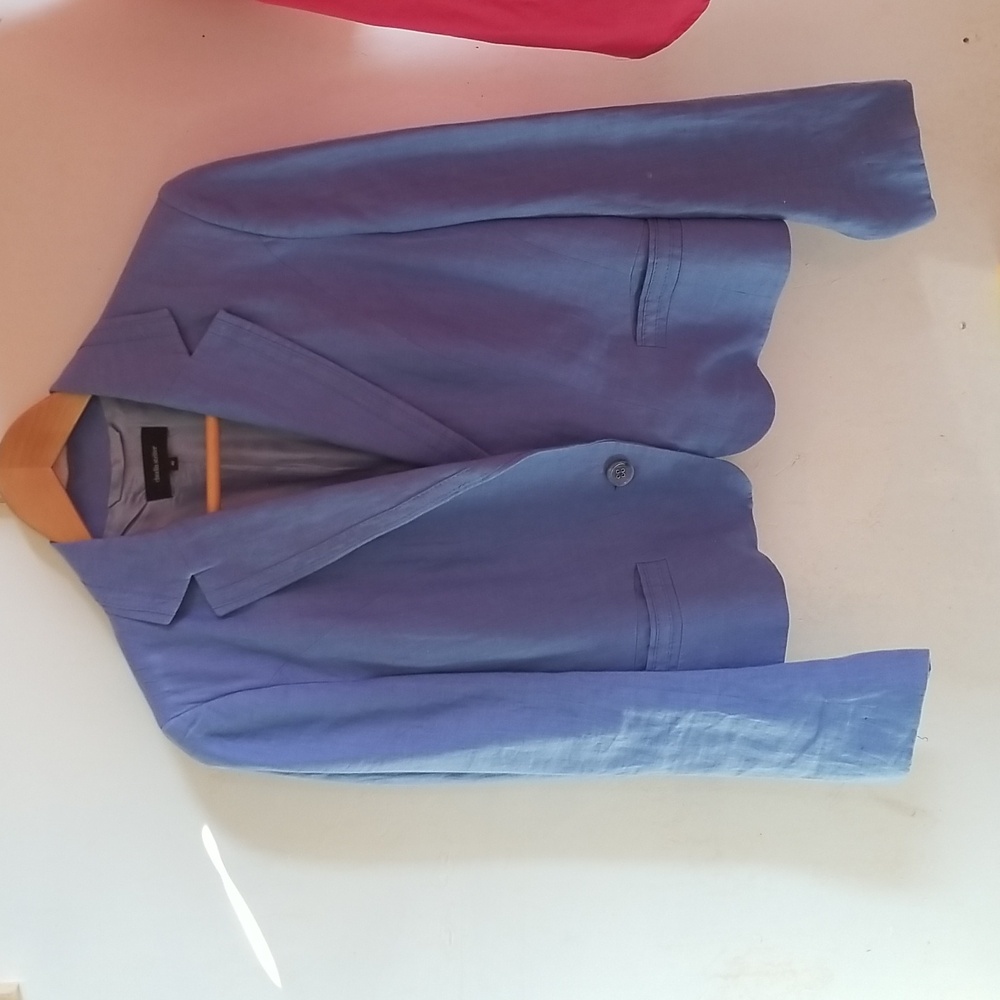 Claudia Strater Blazer 100 Percent Flax Lined Blue 40